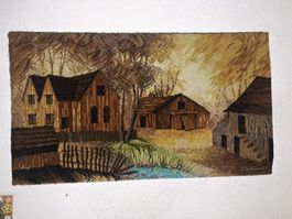 Wandbildteppich/Gobelin, Herbst Motiv, vintage, Top Zustand!