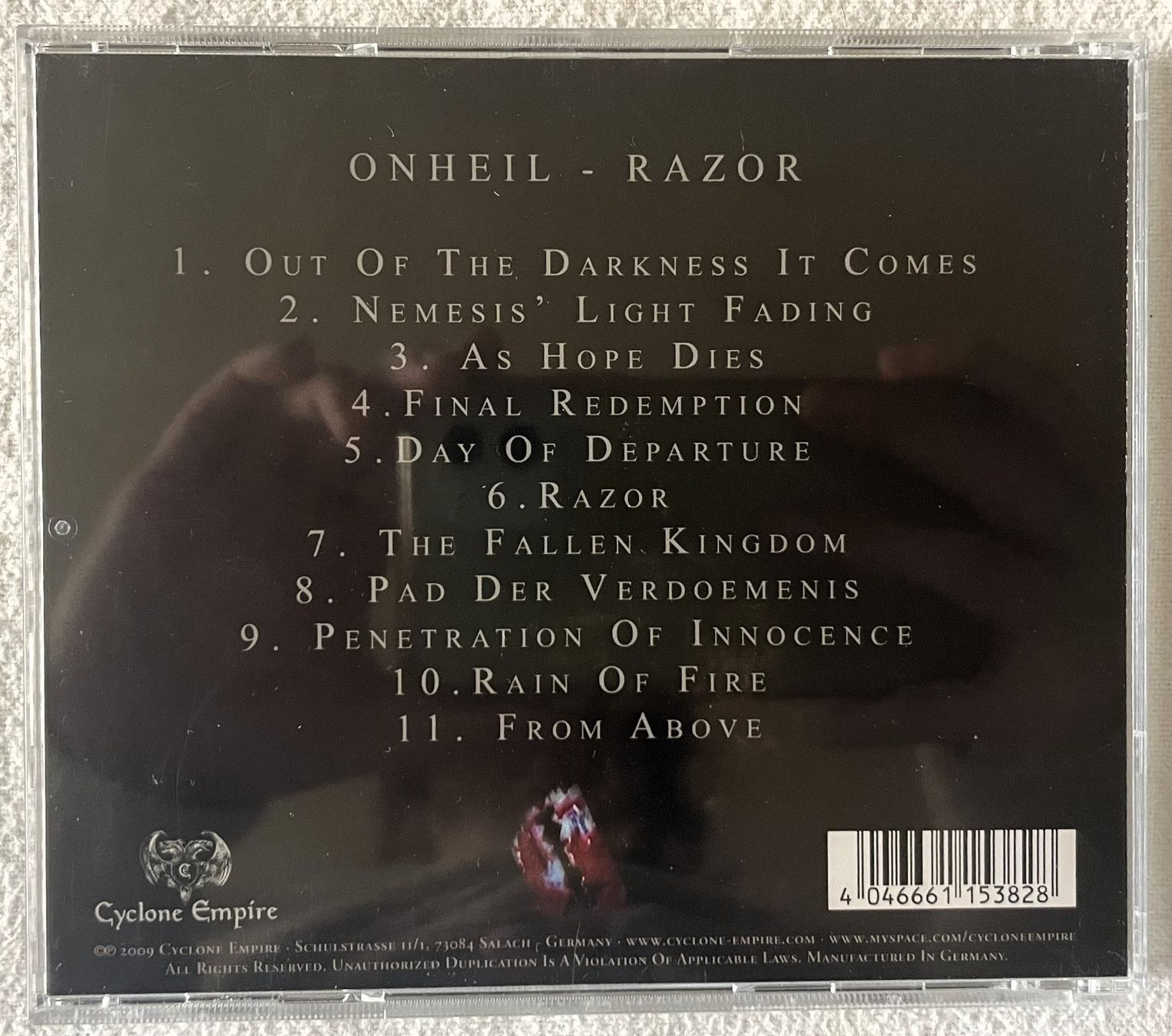 CD: Onheil – Razor - CD - 2009 - First Press - Cyclone Empire – Usato da Uster venduto da Zardodel 1
