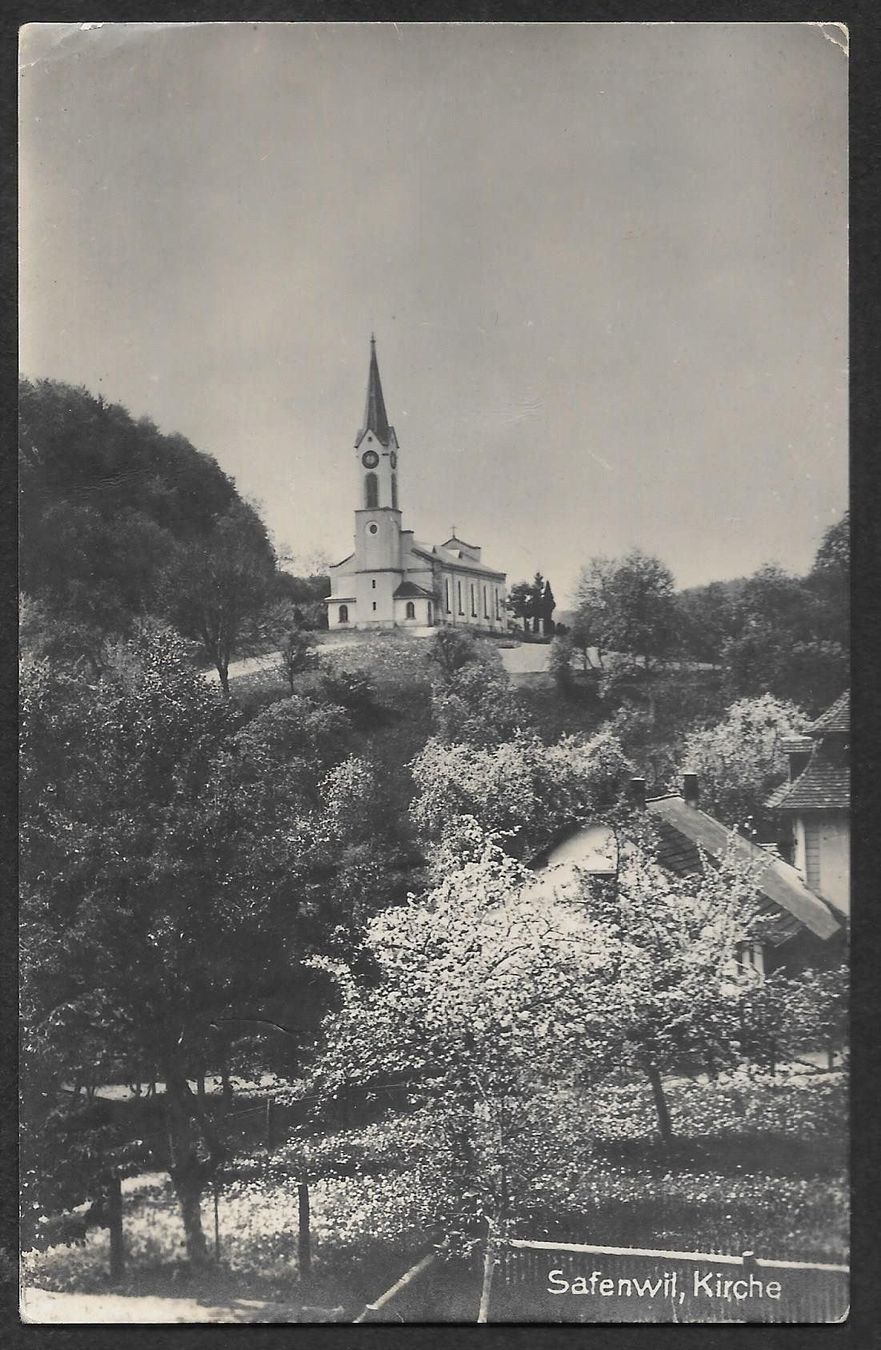Cartoline postali: Safenwil Teilansicht mit Kirche – Usato da Olten venduto da clotaldi