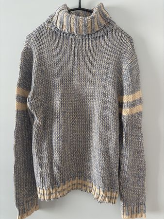vintage Rollkragenpullover blau & beige Grösse XL (sonst M)