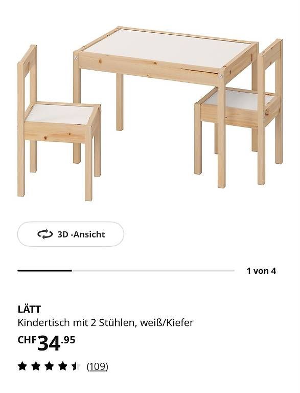 Ikea Set di tavolo e panche: KINDERTISCH MIT 2 STÜHLEN IKEA LÄTT – Usato da Niederhasli venduto da Brkslmn 2