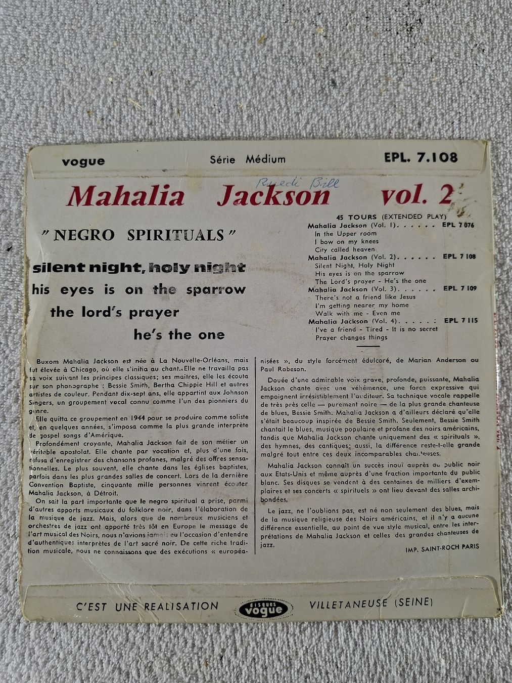 Dischi in vinile: Singles, 3 Stück,  Mahalia Jackson – Usato da Grindelwald venduto da carro5 4