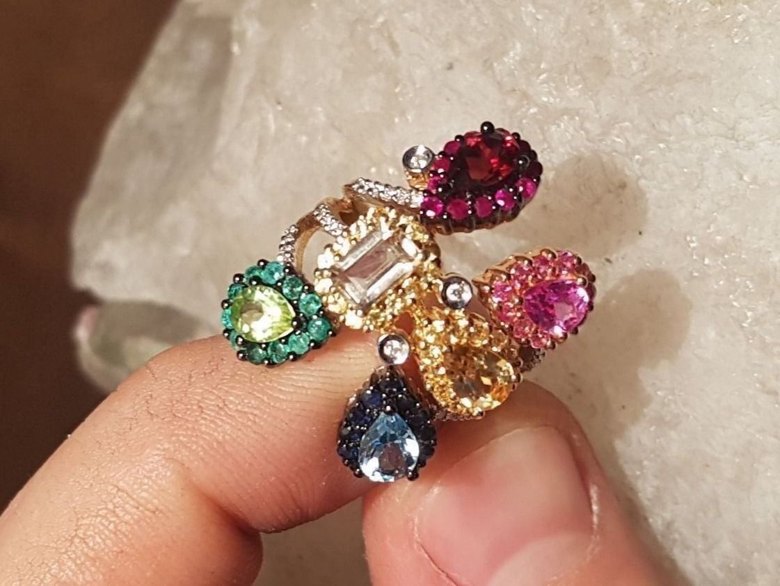 Ringe: Juwelen - RING mit vielen Edelsteinen – Neu (gemäss Beschreibung) aus Unterägeri von Altgoldschmuck 9