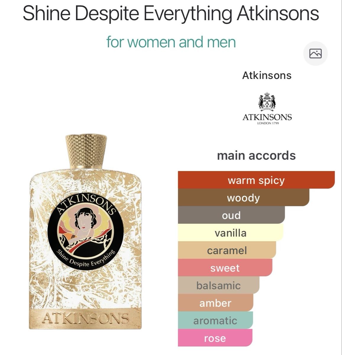 Atkinsons Profumi & Eau de Toilette: NICHE - EDP Shine Despite Everything by Atkinsons (decant) – Usato da Genève venduto da StaceyH 1