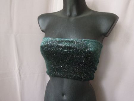 Gr.  36 TOPSHOP grünliches Samt Bandeau Top mit Glitzer