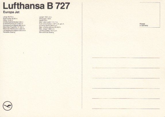 Cartes postales: Boeing 727, Lufthansa – D'occasion à Zuerich par OceanLinerPostcards 1