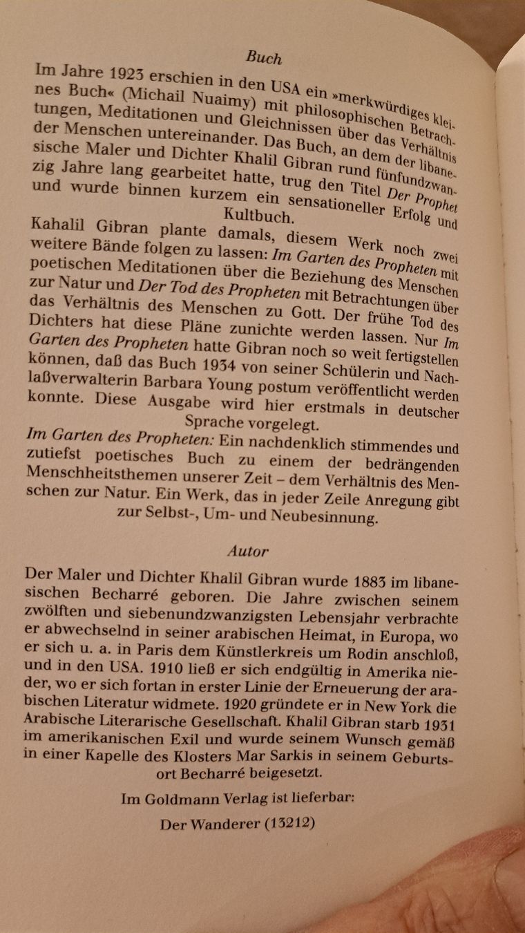 Libri: Khalil Gibran - Im Garten des Propheten – Usato da Zürich venduto da chusel 2