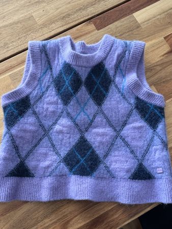 Marc O'Polo Denim Wool Blend Vest, Argyle Pattern, Size XS