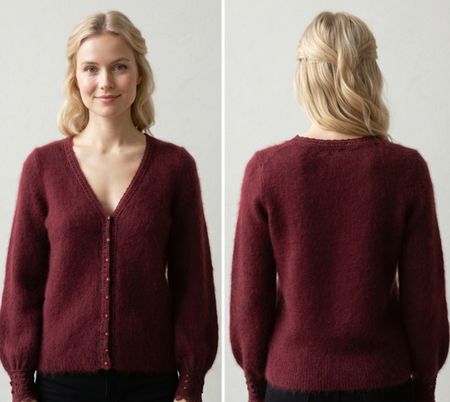 Cardigan Sézane laine mohair bordeaux taille S 