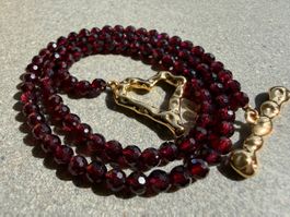 Granat Edelstein Halskette Halsschmuck Collier Choker  Neu