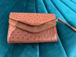 Handtasche Clutch braun / gold Zebra Lederimitat