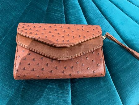 Handtasche Clutch braun / gold Zebra Lederimitat