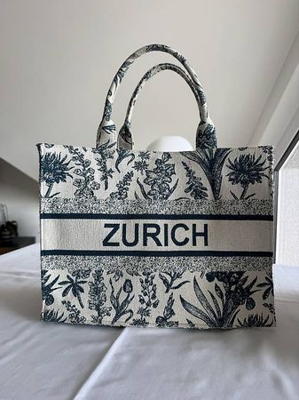 Zürich Shopper Tasche  Beige/Dunkelblau