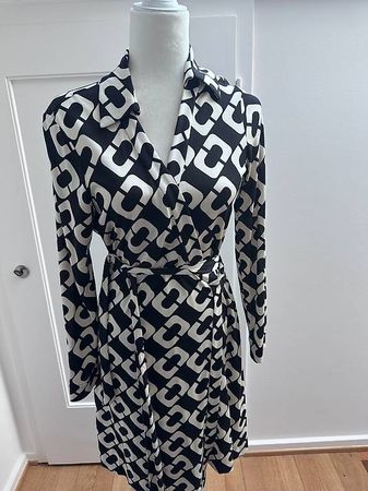 DVF Diane von Furstenberg Printkleid Schwarz/Weiss Gr. 12