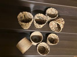 8 übertöpfe aus naturmaterialien in diversen grössen