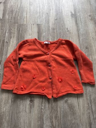 Süsser Strick Cardigan Jacke Mädchen Orange Gr. 86