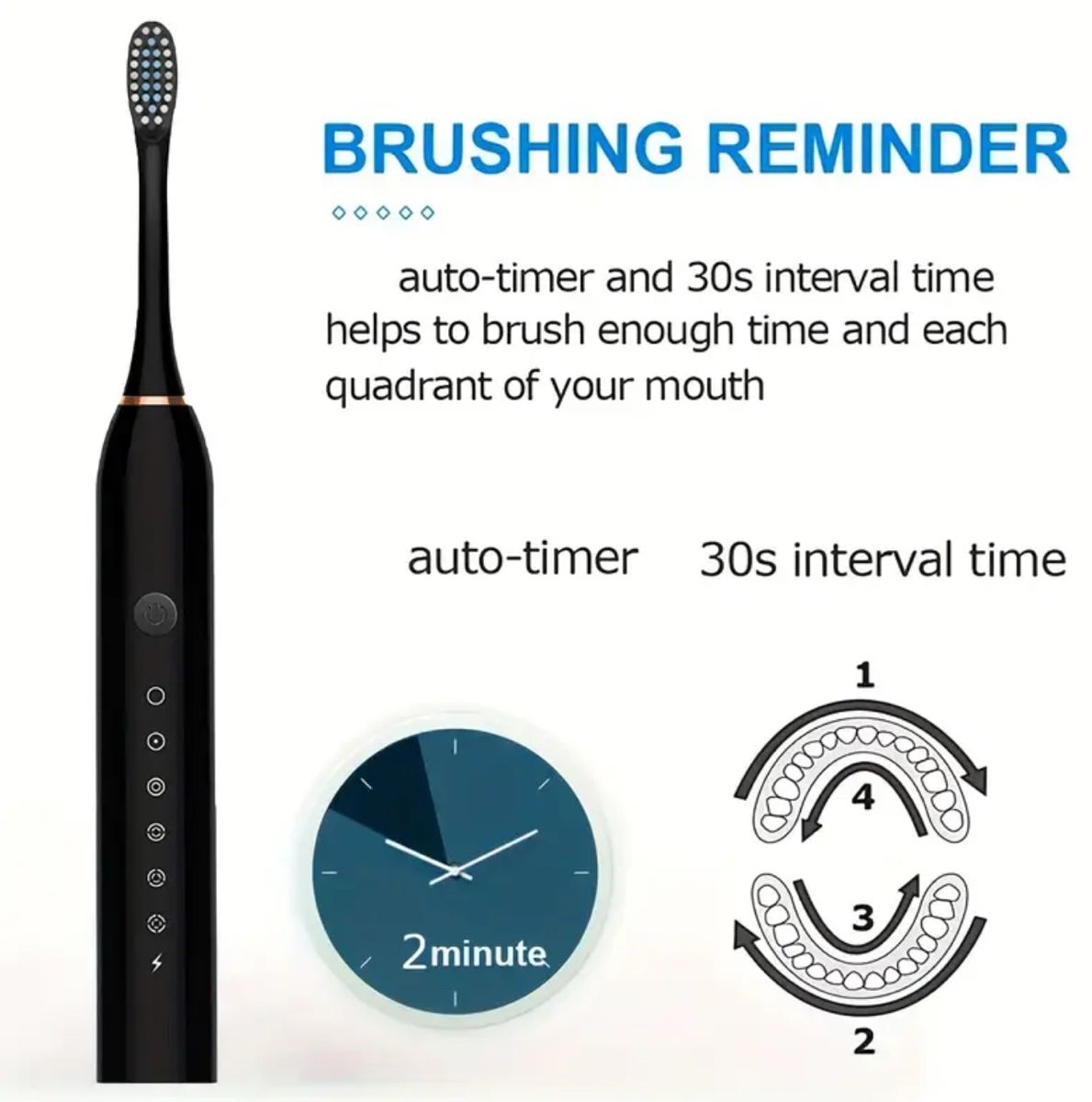 Cura dei denti: Elektrische zahnbürste, Timer, 4 Bürstenköpfe – Nuovo e nell'imballaggio originale da Suhr venduto da SchnapperCH 3