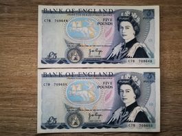 ENGLAND QEII 5 POUNDS 1973-80 PAIRE TOP