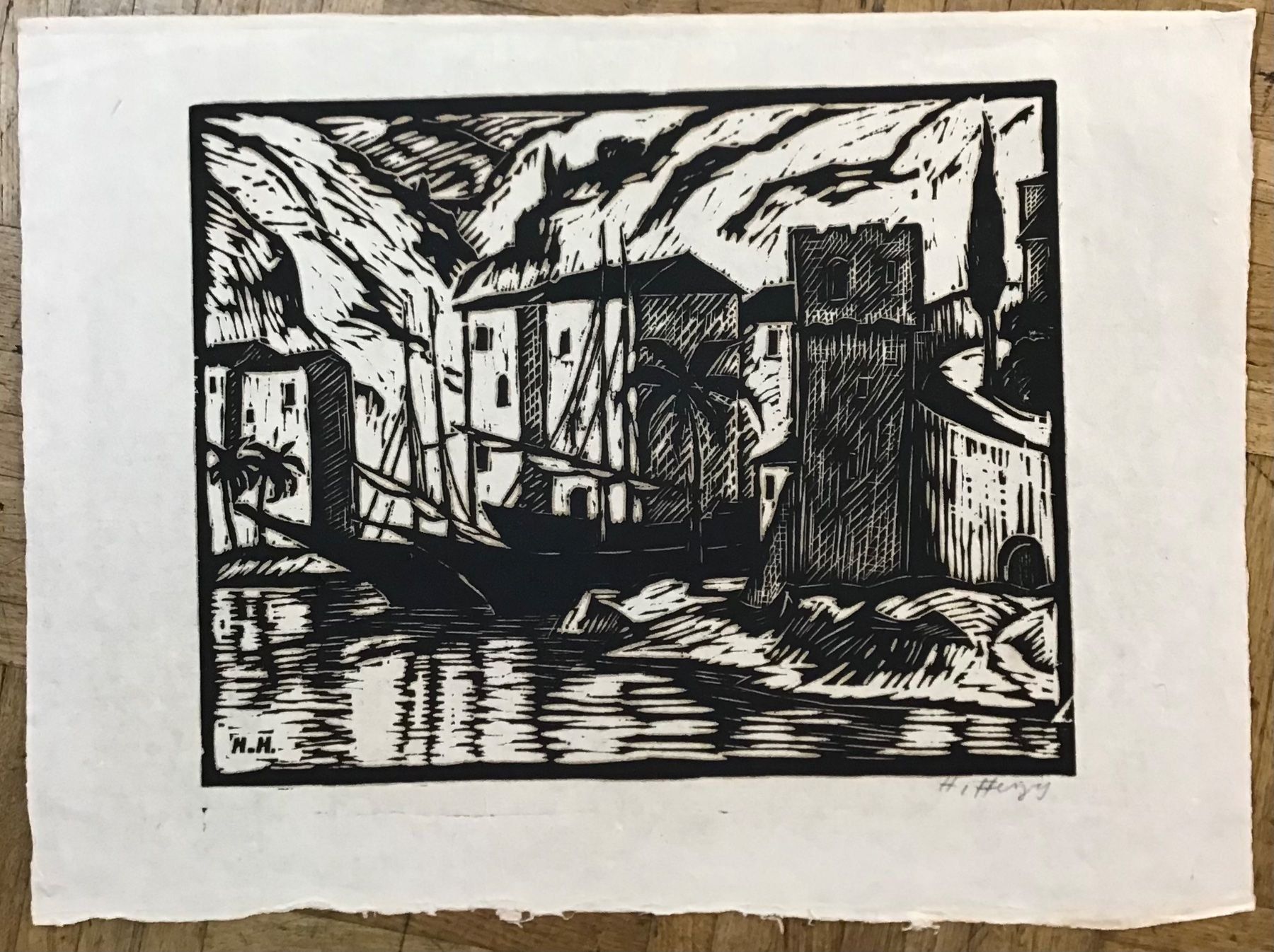 Xilografie: Heinrich HERZIG HOLZSCHNITT SIGNIERT – Usato da Gersau venduto da grafik-kunst 2
