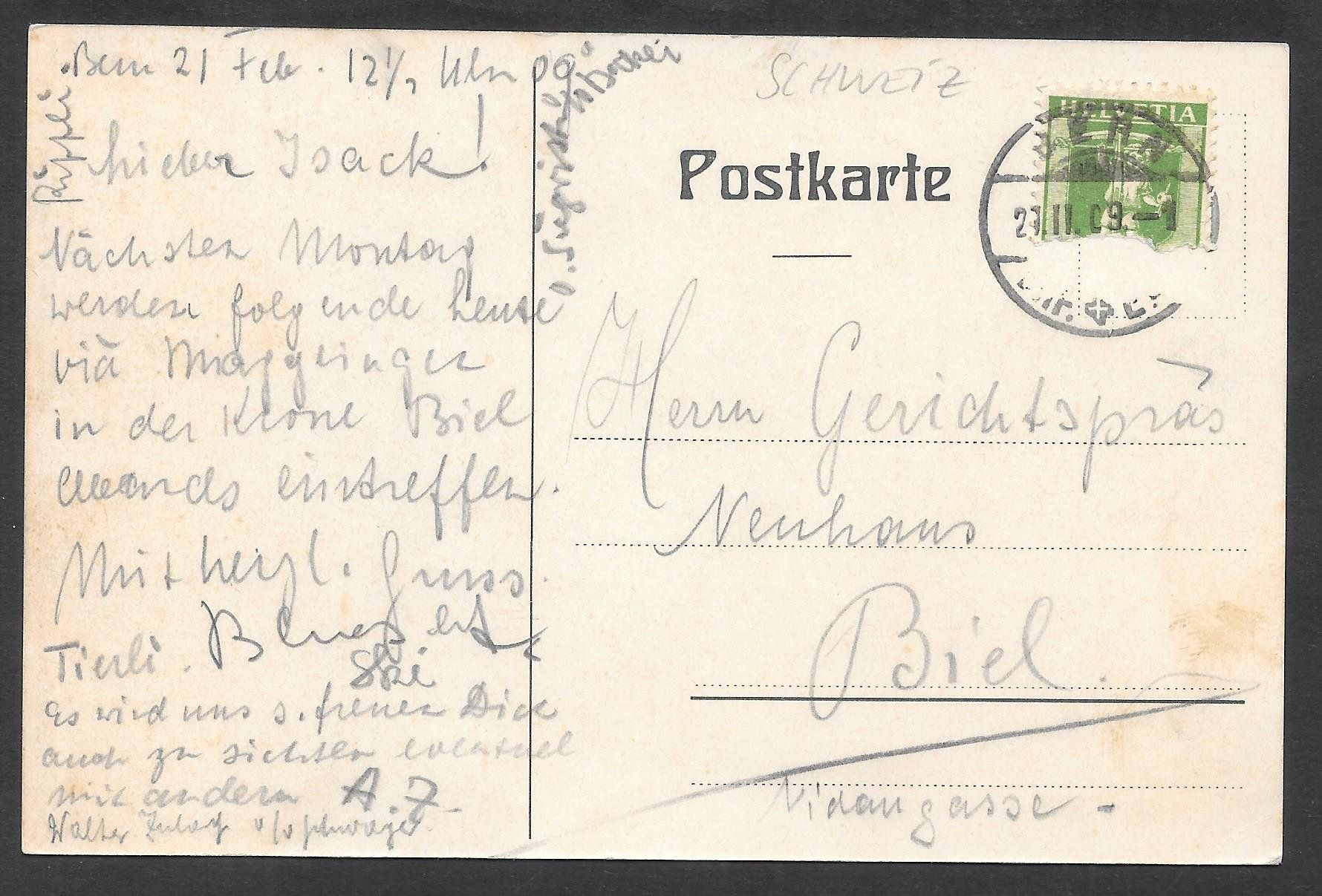 Cartoline postali: Studentenverbindung Zofingia Bern Weihnachtskommers 1908 – Usato da Olten venduto da clotaldi 1