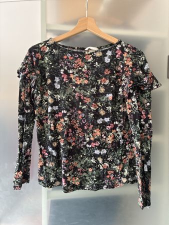 Damen Langarmshirt H&M Blumenmuster schwarz Grösse S