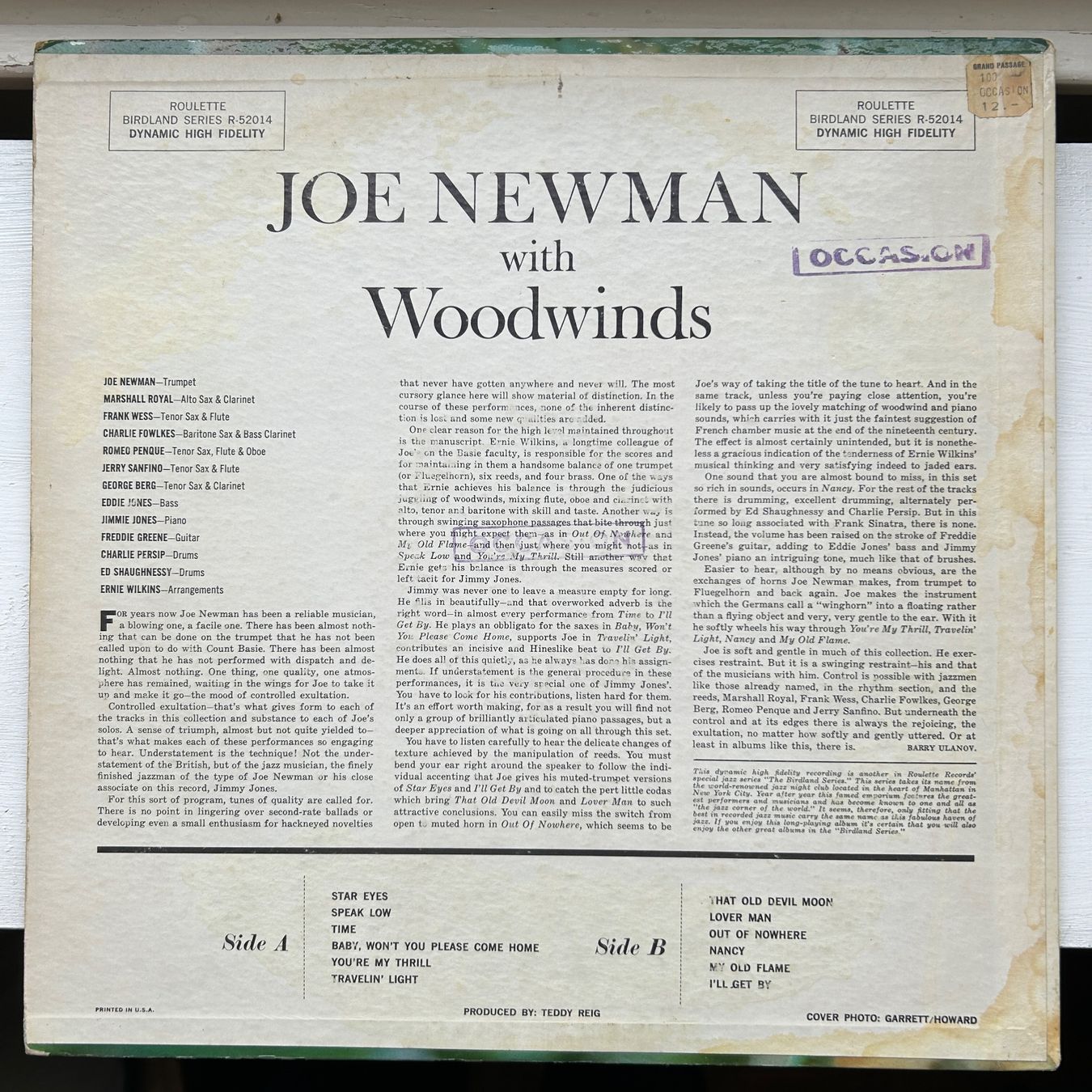 Schallplatten: Joe Newman with Woodwinds LP – Gebraucht aus Lausanne von Pask1 1
