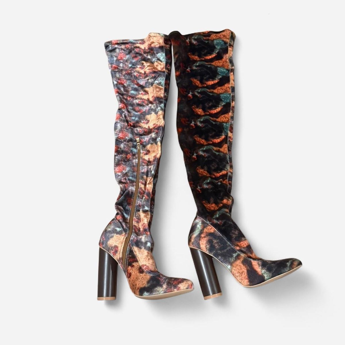 Damenschuhe: Velvet Over-the-Knee Boots, Patterned – Neu und originalverpackt aus Basel von 1moonstar 3
