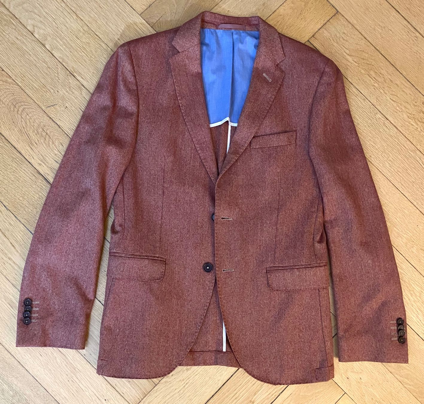 Giacche: Herringbone Blazer inkl. Strickkrawatte, Gr. 48, rot/lachs – Usato da Lausanne venduto da abie01 1