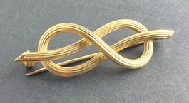 Elegant geschwungene, antike 18k Gelbgold-Brosche