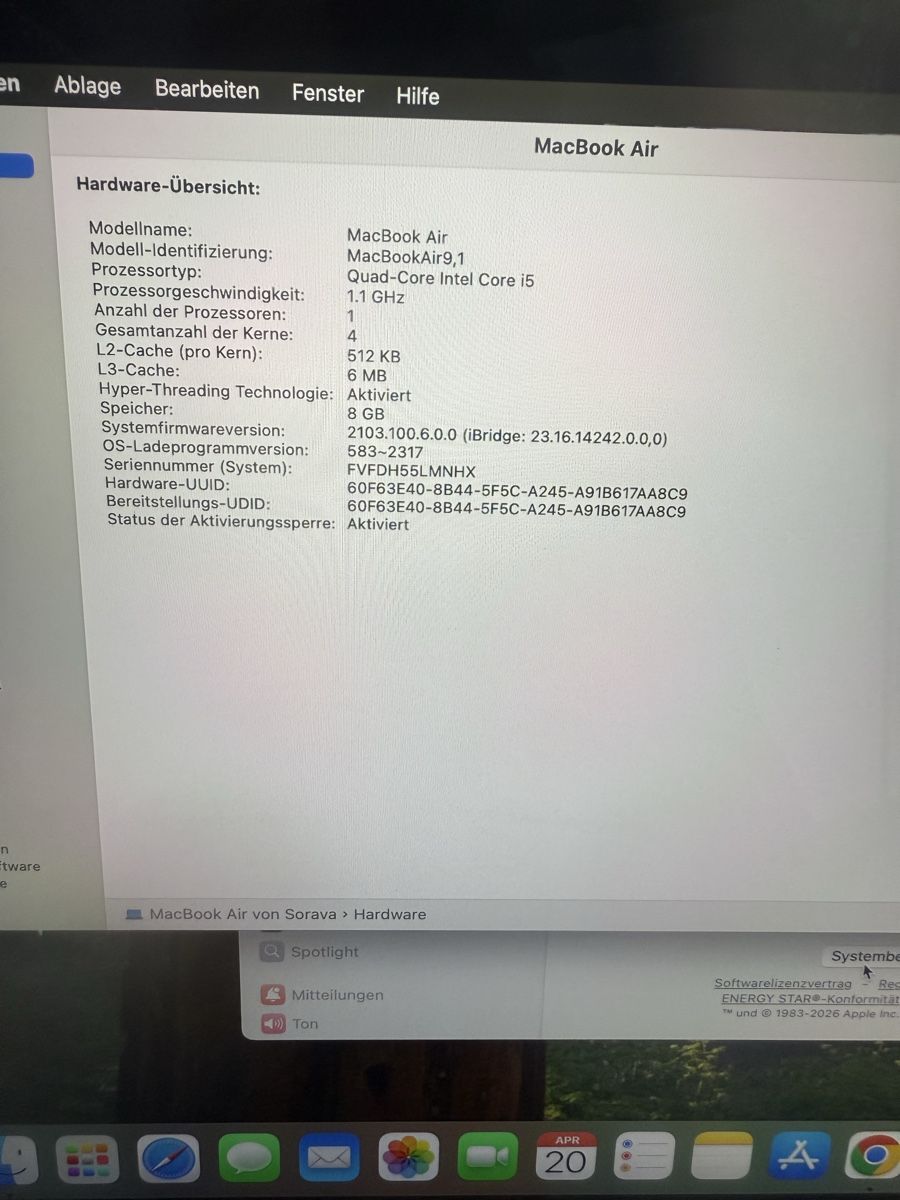 Apple Notebook: Macbook air 2020 – Usato da Allschwil venduto da lor_6cgq 5