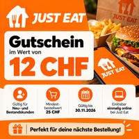 CHF 12.– JUST EAT Gutschein ab 25.-