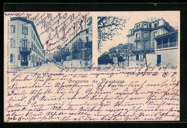 Ansichtskarten: Neuchâtel, Pension Coulin, Rue de l'Ind – Gebraucht aus Berlin von bartko-reher