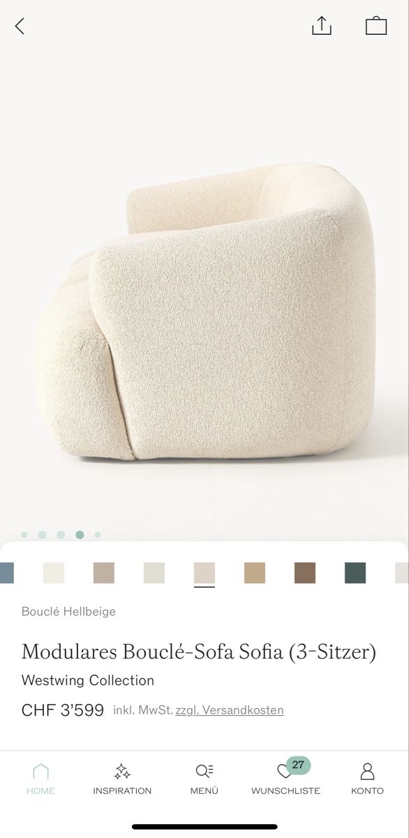 Westwing Sofas: Designer Bouclé Sofa "Sofia" (3-Sitzer) zu verkaufen – Gebraucht aus Wädenswil von EW94 2