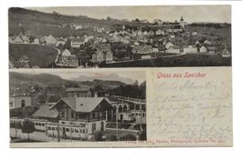 Gruss aus Speicher (AR) Dorfpartie - Bahnhof - Bahn - 1906