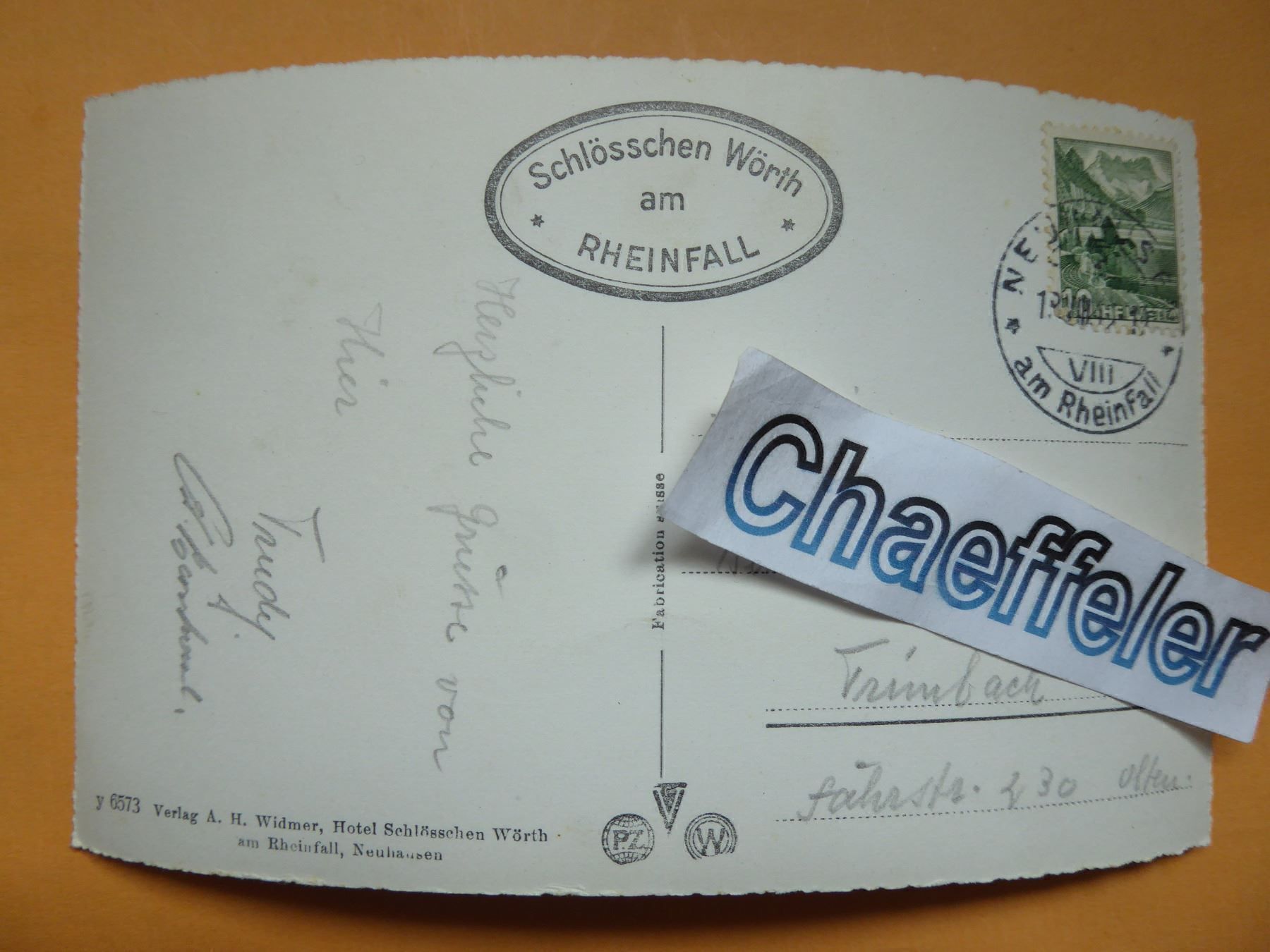 Ansichtskarten: 1942 Rheinfall – Gebraucht aus Zürich von Chaeffeler 1