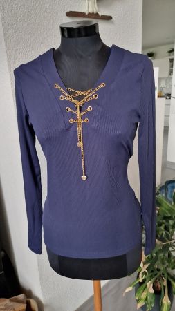 Shirt mit Ketteli in schönem Blau NEU
