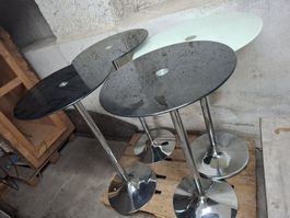 Stehtisch rund Glas schwarz 3 Stk. / weiss 1 Stk. gebraucht