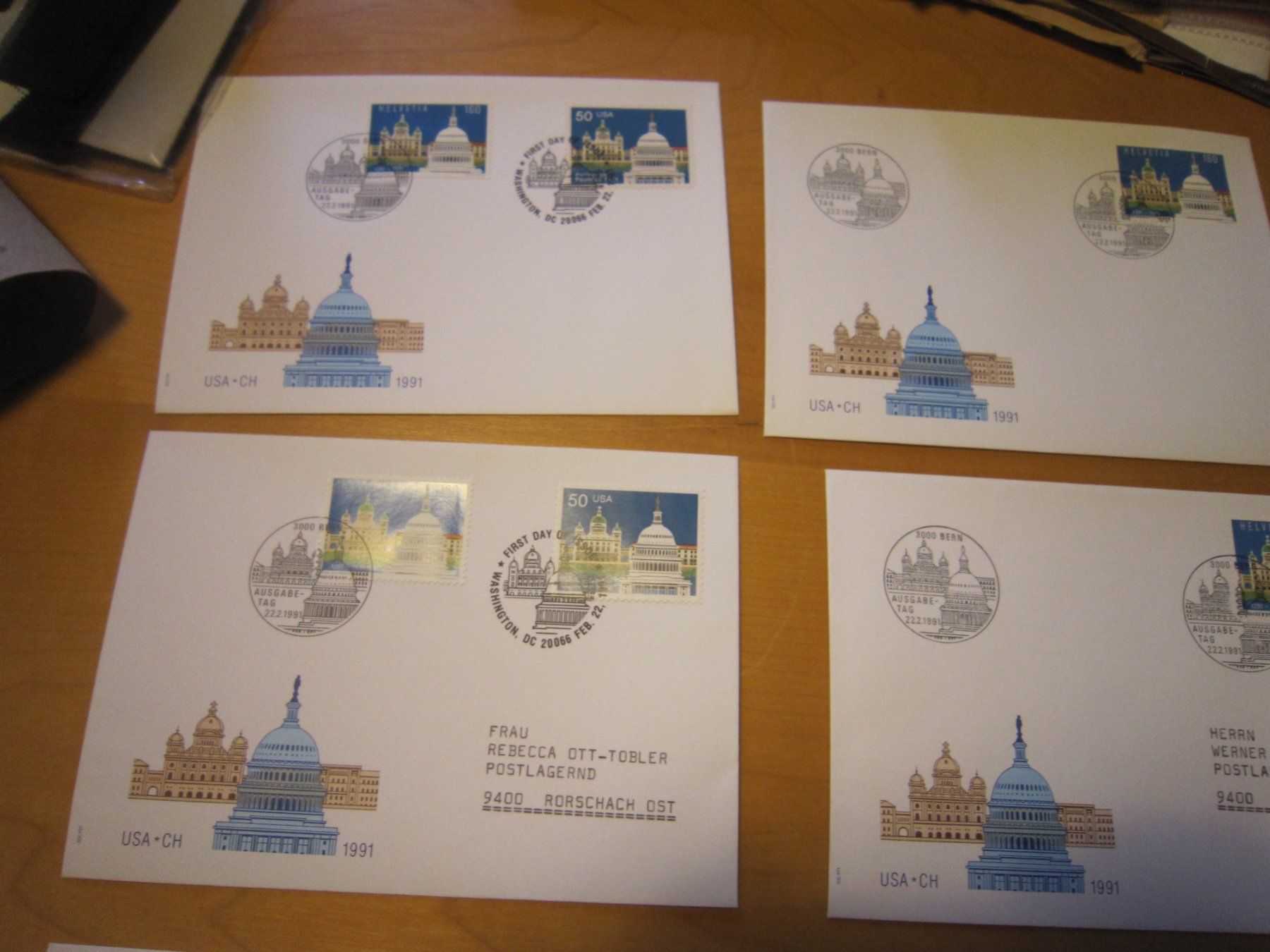 Tutti i francobolli: CH 1991 FDC schöne Marken USA CH – Usato da Gordola venduto da Polentaefung 1