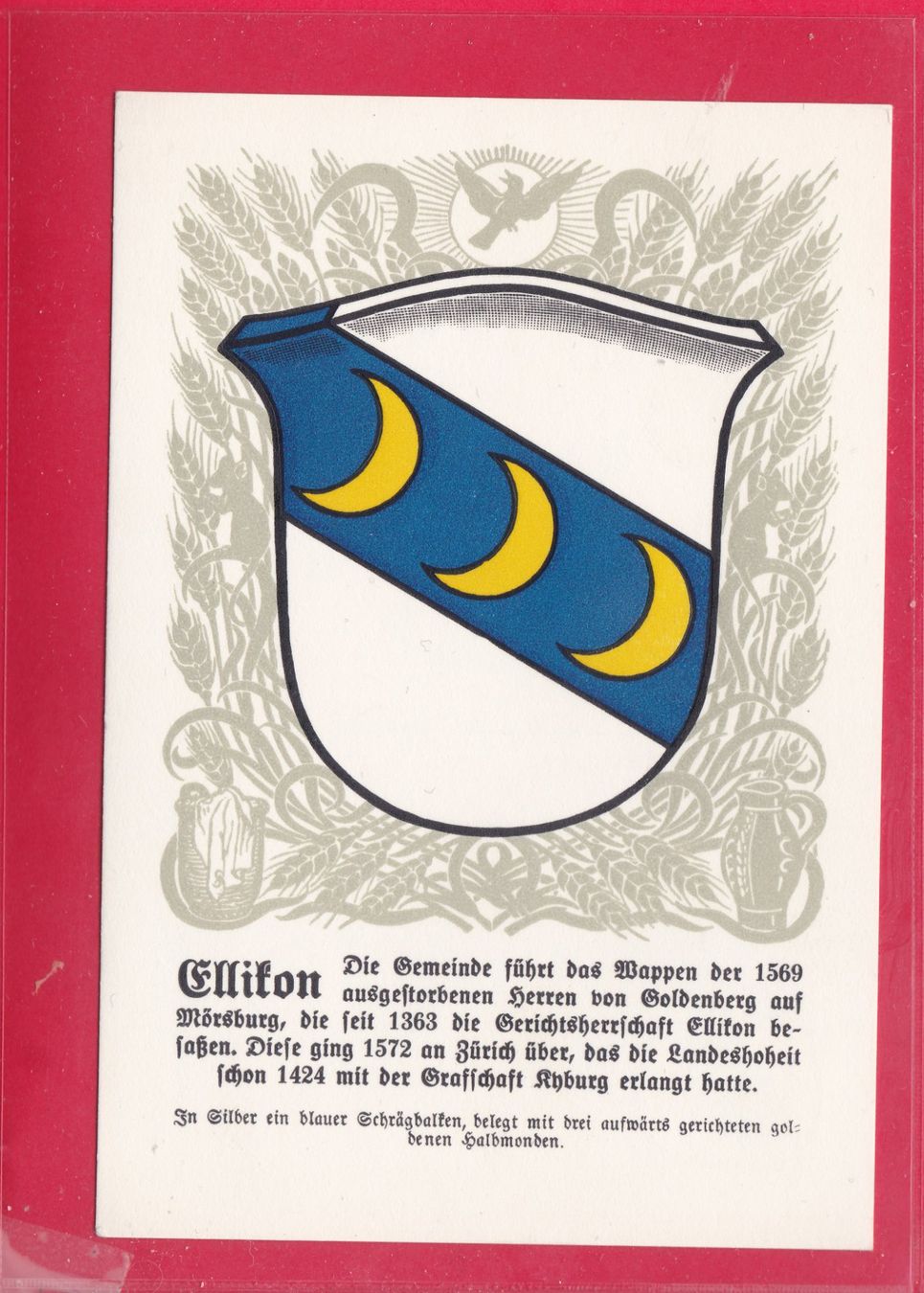 Ansichtskarten: ZÜRCHER GEMEINDEWAPPEN, ELLIKON – Gebraucht aus Oberrieden von Gebirgsstelze