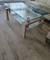 Moderner Couchtisch Glas & Eiche-Optik (100 x 60 cm)
