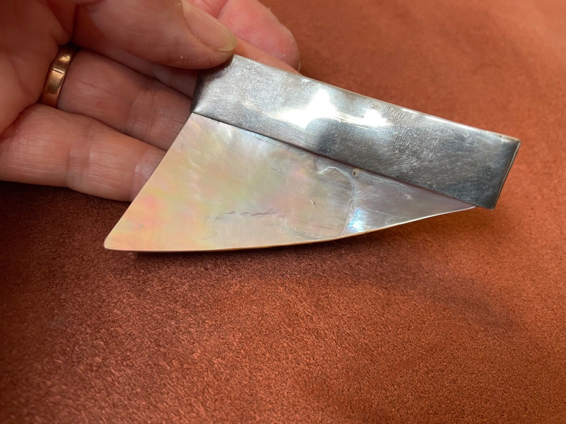 Spille & Fermagli: Perlmutt-Brosche mit Silber – Usato da Ebikon venduto da elischka 3