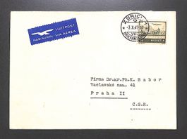 1947 Flugpost F29 mit Luftpost von ZÜRICH nach Prag