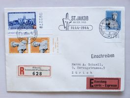 R-Expr.-Brief  30Rp PP 1944+OLYMPIA-Marken, SST. 26.VIII.44
