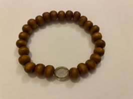 Citrin facettiert Armband Handmala 18cm Holzperlen 6mm Mala