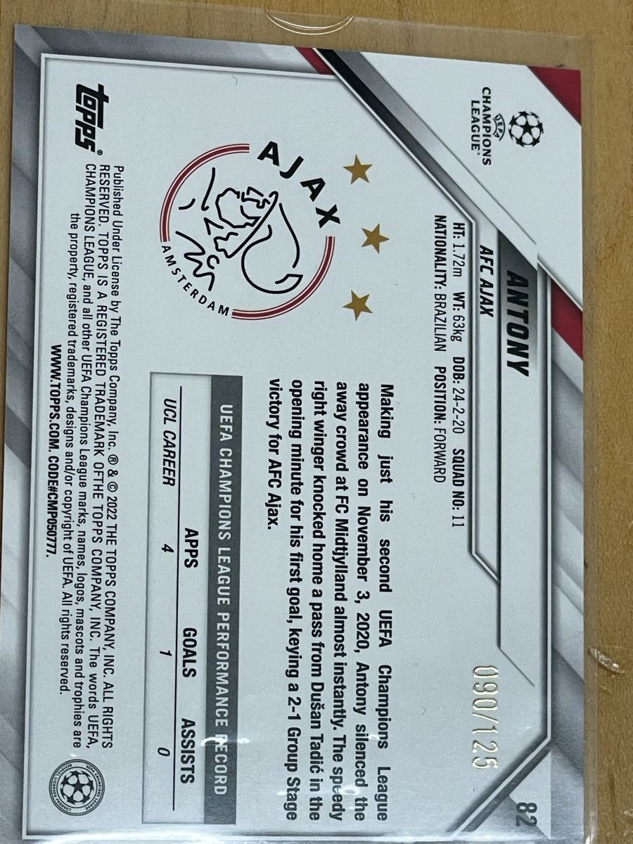 Topps Carte collezionabili: Topps Ajax Lot Gravenberch Auto Antony – Usato da Nürensdorf venduto da Mulderi9 6