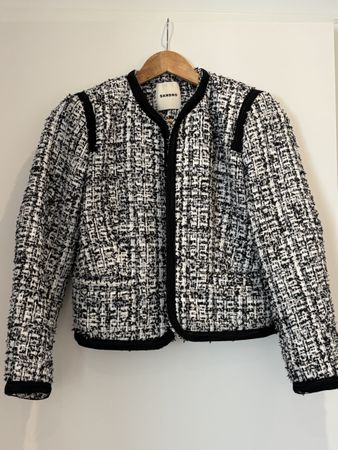 Sandro Paris Tweed Jacke, Schwarz/Weiss, wie Neu! Gr. 34