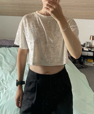 Samt Cropped Tshirt