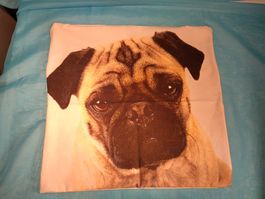 Kissenbezug Hund, Mops, 45 x 45cm, Reissverschluss