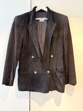 Emporio Armani Vintage Blazer Genuine Leather Black