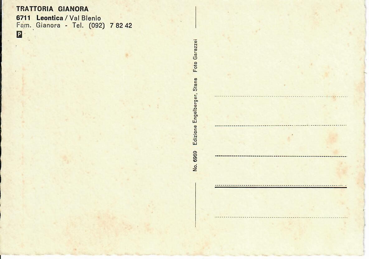 Cartoline postali: Trattoria Gianora - Leontica - Val Blenio – Usato da Hochdorf venduto da Ziegel-16 1
